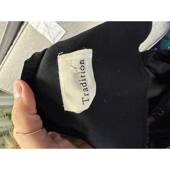 Vintage Tradition asymmetrical velvet  long sleeve sparkly florals print M-L - Picture 7 of 7